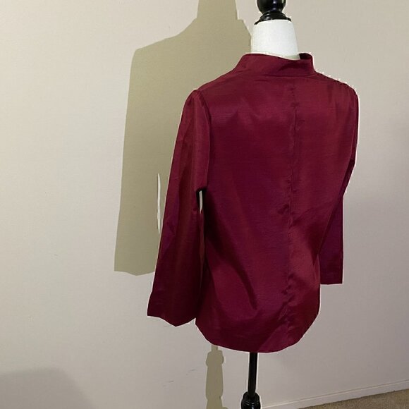 Red  Silk Mandarin Jacket - Picture 2 of 5